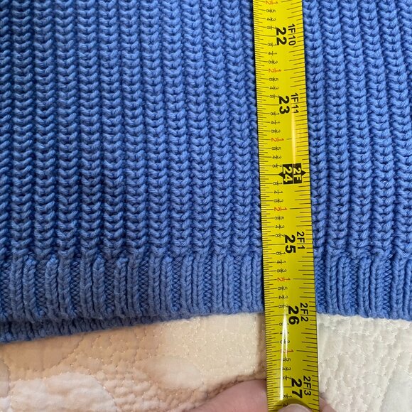 Talbots Cotton Knit Sweater Mock Neck Ribbed Pullover Casual Blue XL long sleeve - Picture 3 of 8